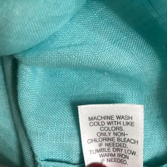 J.Jill Love Linen Women's 100% Linen Aqua Button Down Tunic Blouse Size Small - Picture 8 of 11